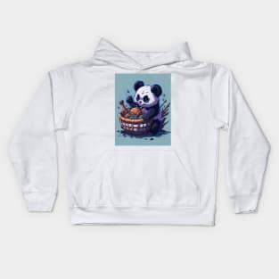 Baby Panda with Fruit Basket Kids Hoodie